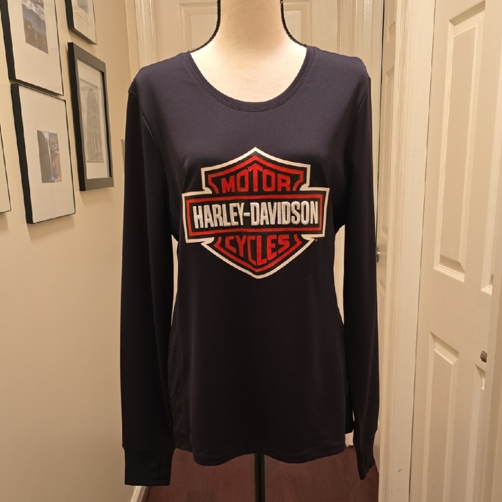 Harley-Davidson Black Long Sleeve Tee with Iconic Logo ~Daytona~ Large